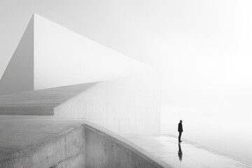 Thoughtful human Embodying Self-Reflection and Self-Awakening, Centered on a Minimalist environment Background, the concept of soul healing, Graphic Resources, Wallpapers, illustration, 