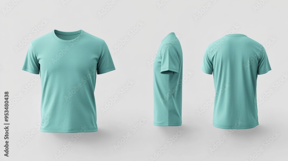 Canvas Prints Mint Green T-Shirt Mockup Front and Side View Generative AI