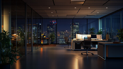 interior of office at night