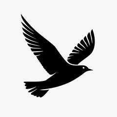 Obraz premium flying bird black icon on white background. vector illustration.