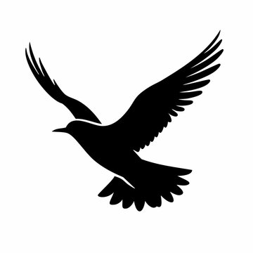 recommend clip art: Flying bird silhouette isolated on white background. Pigeon with spread wings icon vector illustration.