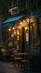 Warm Lights Spill Onto the Street, Inviting You to a Cozy Parisian Cafe