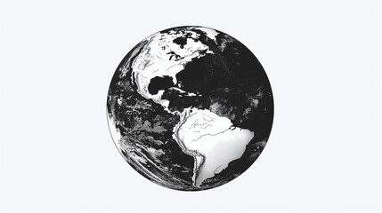 Naklejka premium black and white planet earth map sketch png white background, graphic element for motion graphics, population day, earth day, human diversity immigration concept, sketch drawing globe, global