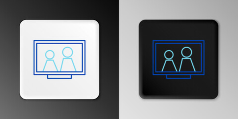 Line Picture frame on table icon isolated on grey background. Colorful outline concept. Vector