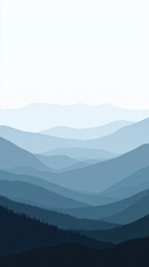 Fototapeta premium Serene Layers: A Symphony of Blue Hues in a Mountainous Landscape