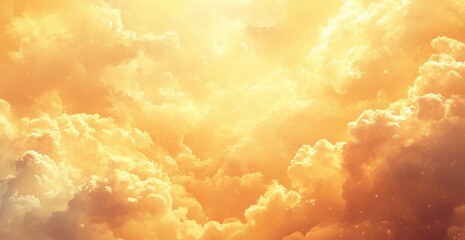 soft yellow sky with clouds in the background