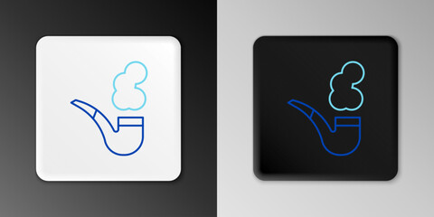 Line Smoking pipe with smoke icon isolated on grey background. Tobacco pipe. Colorful outline concept. Vector