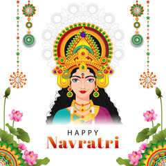 Happy Navratri illustration with gradient color concept