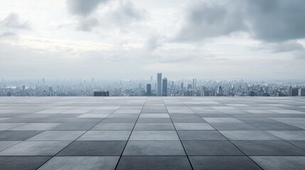 Fototapeta premium Cityscape View from a Rooftop Terrace