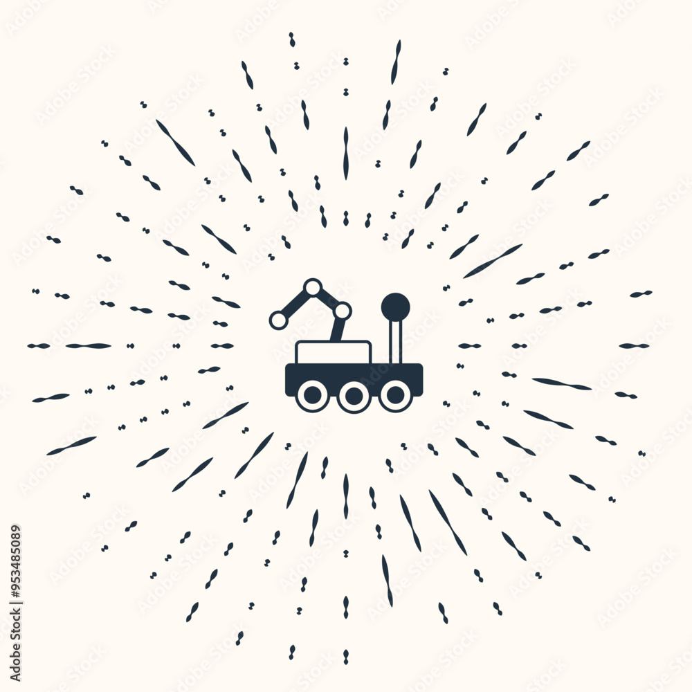 Poster grey mars rover icon isolated on beige background. space rover. moonwalker sign. apparatus for study