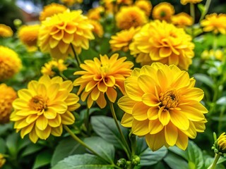 Fototapeta premium Vibrant yellow Nolana flowers bloom in a lush garden setting, surrounded by lush greenery and delicate petals, evoking a sense of serenity and natural beauty.