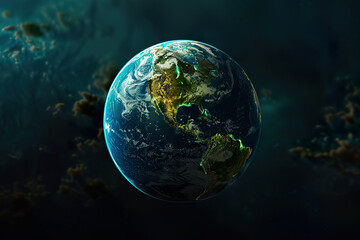 Fototapeta premium A globe of the earth with the continents of North America and South America,