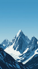 Obraz premium Majestic Peaks Reaching for the Sky, a Serene Winter Landscape