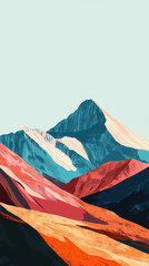 A Symphony of Color: Abstract Mountainscape in Vivid Hues