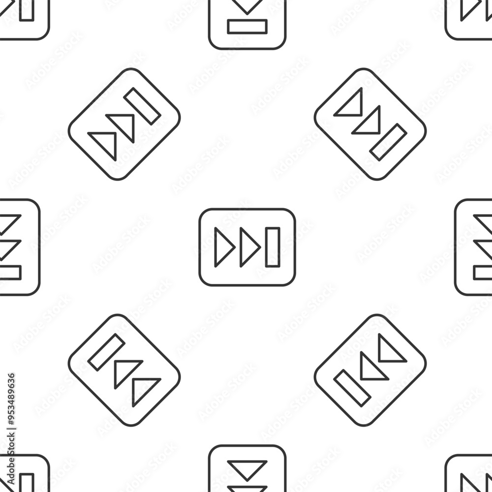 Poster grey line fast forward icon isolated seamless pattern on white background. vector