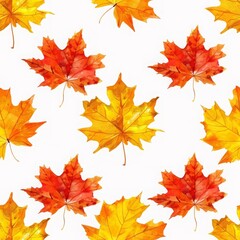 Fototapeta premium Seamless pattern with colourful autumn oak, maple leaves on white background. Perfect for wallpaper, gift paper, pattern fills, web page background, autumn greeting cards, autumn background