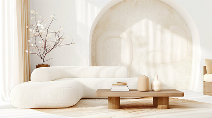 Sofa in modern decor with elegant interior design and minimalist styling