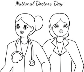 Hand Drawn Sketch Of National Doctor Day Vector Illustration 