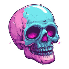 Skull Head illustration design using hat, viking, and smoke for resource design