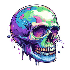 Skull Head illustration design using hat, viking, and smoke for resource design