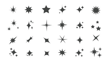 Retro futuristic sparkle icons collection