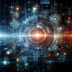 Obraz premium Digital backdround ideal for technological operations, neural networks, AI, data transmission and encryption, digital archives, audio and visual representations, scientific research 