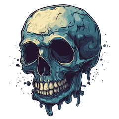 Skull Head illustration design using hat, viking, and smoke for resource design