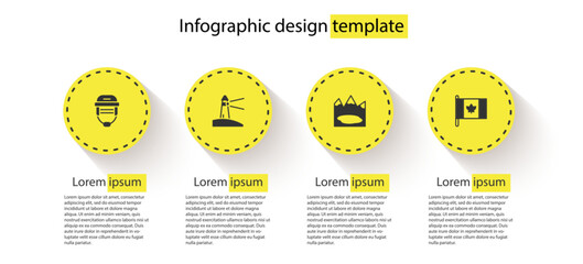 Set Hockey helmet, Lighthouse, Canadian lake and Flag of Canada. Business infographic template. Vector