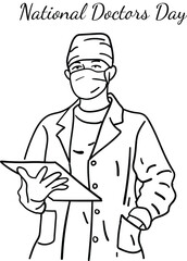 Hand Drawn Sketch Of National Doctor Day Vector Illustration 
