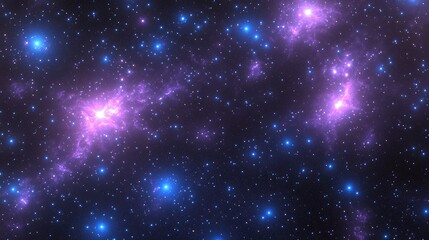 Fototapeta premium Purple and blue stars in a space background