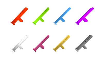 Colorful Police rubber baton icon isolated on white background. Rubber truncheon. Police Bat. Police equipment. Minimalism concept. 3D render illustration