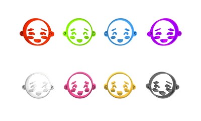 Obraz premium Colorful Happy little boy head icon isolated on white background. Face of baby boy. Minimalism concept. 3D render illustration