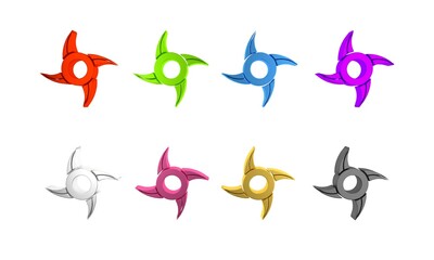 Colorful Japanese ninja shuriken icon isolated on white background. Minimalism concept. 3D render illustration