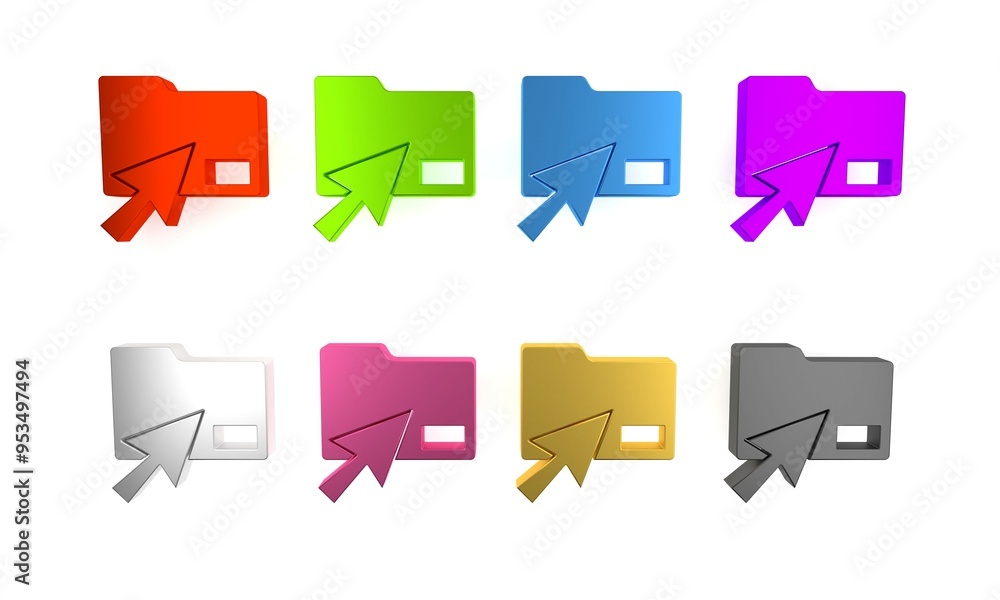 Poster colorful cursor click document folder icon isolated on white background. accounting binder symbol. b