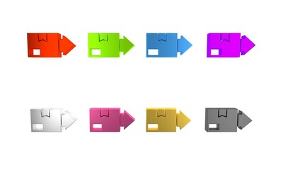Obraz premium Colorful Carton cardboard box icon isolated on white background. Box, package, parcel sign. Delivery and packaging. Minimalism concept. 3D render illustration