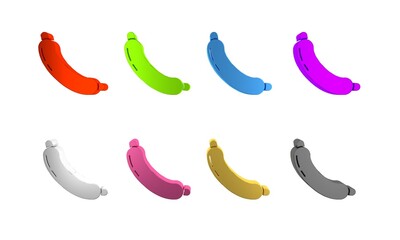 Colorful Sausage icon isolated on white background. Grilled sausage and aroma sign. Minimalism concept. 3D render illustration