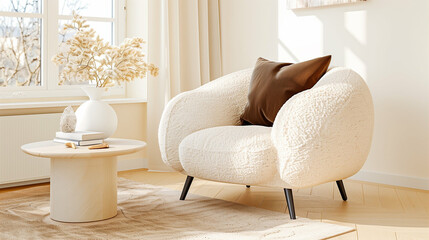 Chair modern interior design cozy decor with natural light