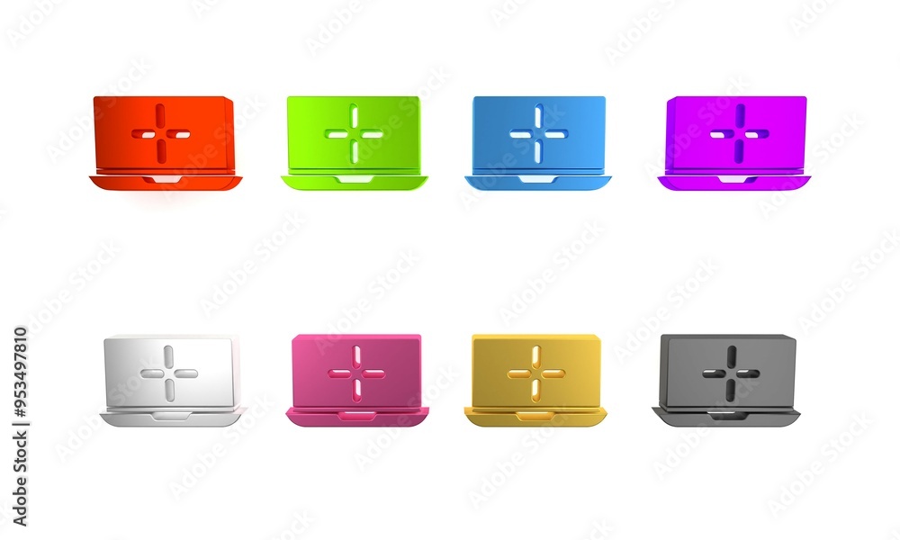 Poster colorful laptop icon isolated on white background. computer notebook with empty screen sign. minimal