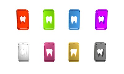 Colorful Online dental care icon isolated on white background. Dental service information call center. Minimalism concept. 3D render illustration