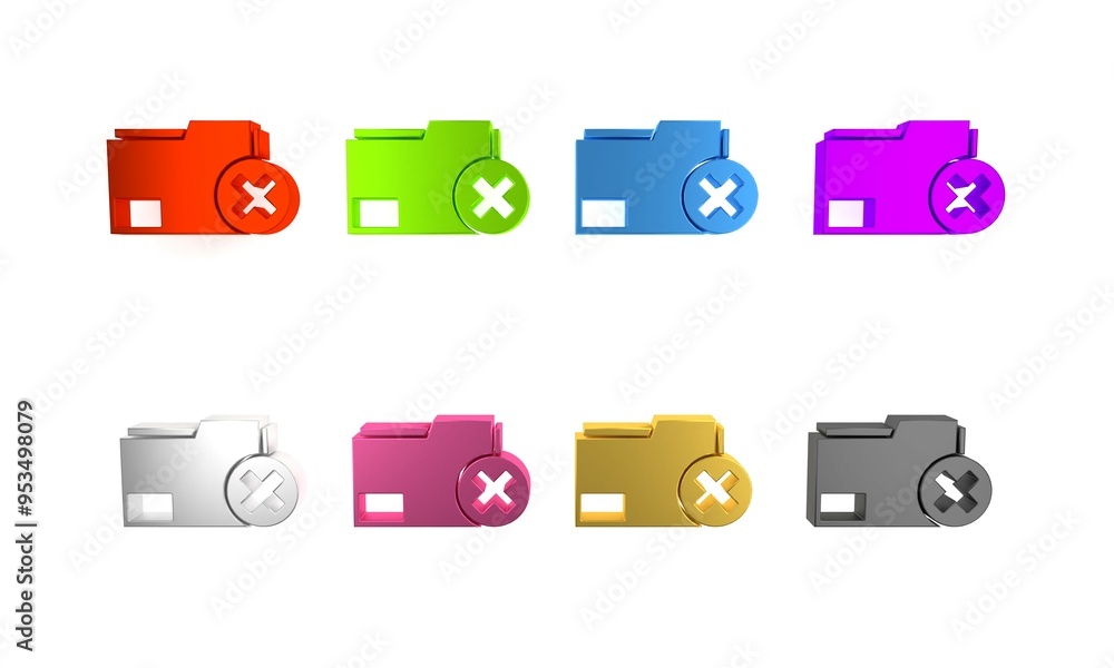 Poster colorful delete folder icon isolated on white background. delete or error folder. close computer inf