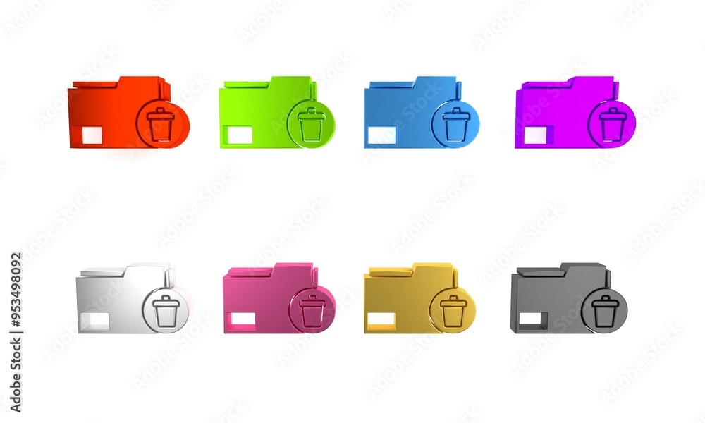 Poster colorful delete folder icon isolated on white background. delete or error folder. close computer inf