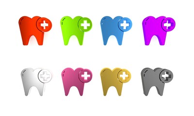 Colorful Tooth icon isolated on white background. Tooth symbol for dentistry clinic or dentist medical center and toothpaste package. Minimalism concept. 3D render illustration