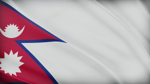 Nepal Flag Waving: 3D Satin Fabric Texture. Realistic 4K Flag of the Republic of Nepal.
