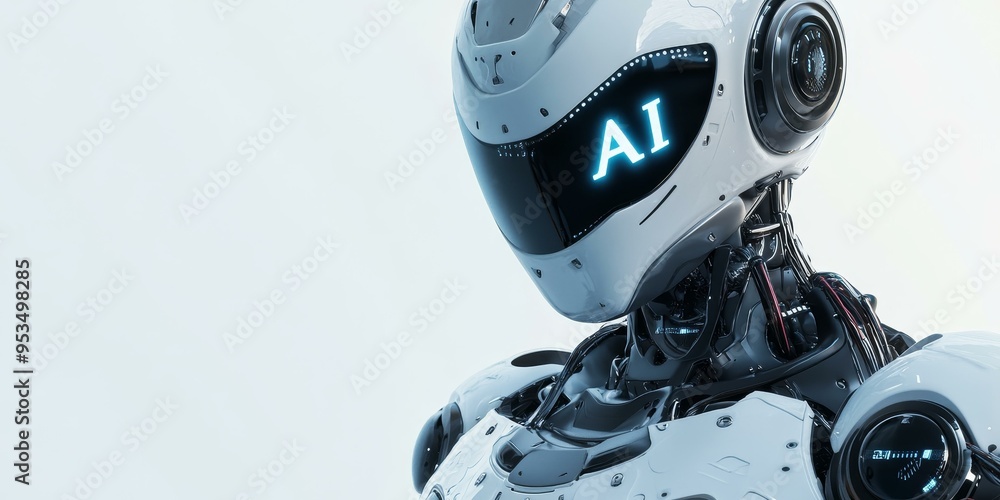 Poster a futuristic robot with 