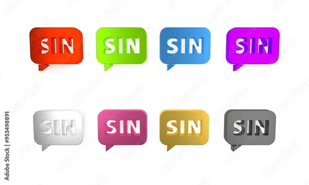 Poster colorful mathematics function sine icon isolated on white background. minimalism concept. 3d render 