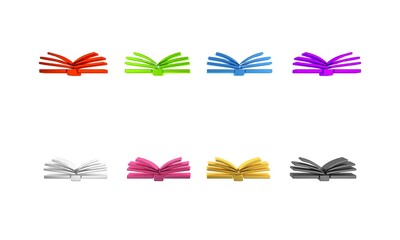 Colorful Open book icon isolated on white background. Minimalism concept. 3D render illustration