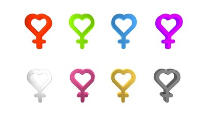 Colorful Female gender symbol icon isolated on white background. Venus symbol. The symbol for a female organism or woman. Minimalism concept. 3D render illustration
