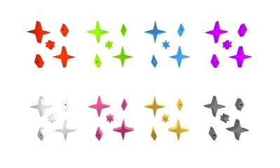 Colorful Falling stars icon isolated on white background. Meteoroid, meteorite, comet, asteroid, star icon. Minimalism concept. 3D render illustration
