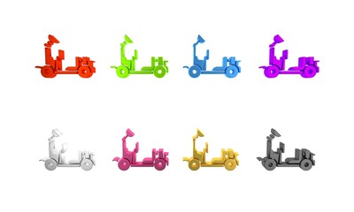 Colorful Mars rover icon isolated on white background. Space rover. Moonwalker sign. Apparatus for studying planets surface. Minimalism concept. 3D render illustration