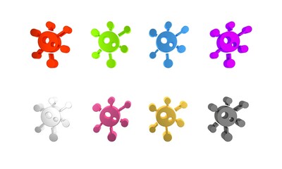 Colorful Virus icon isolated on white background. Corona virus 2019-nCoV. Bacteria and germs, cell cancer, microbe, fungi. Minimalism concept. 3D render illustration